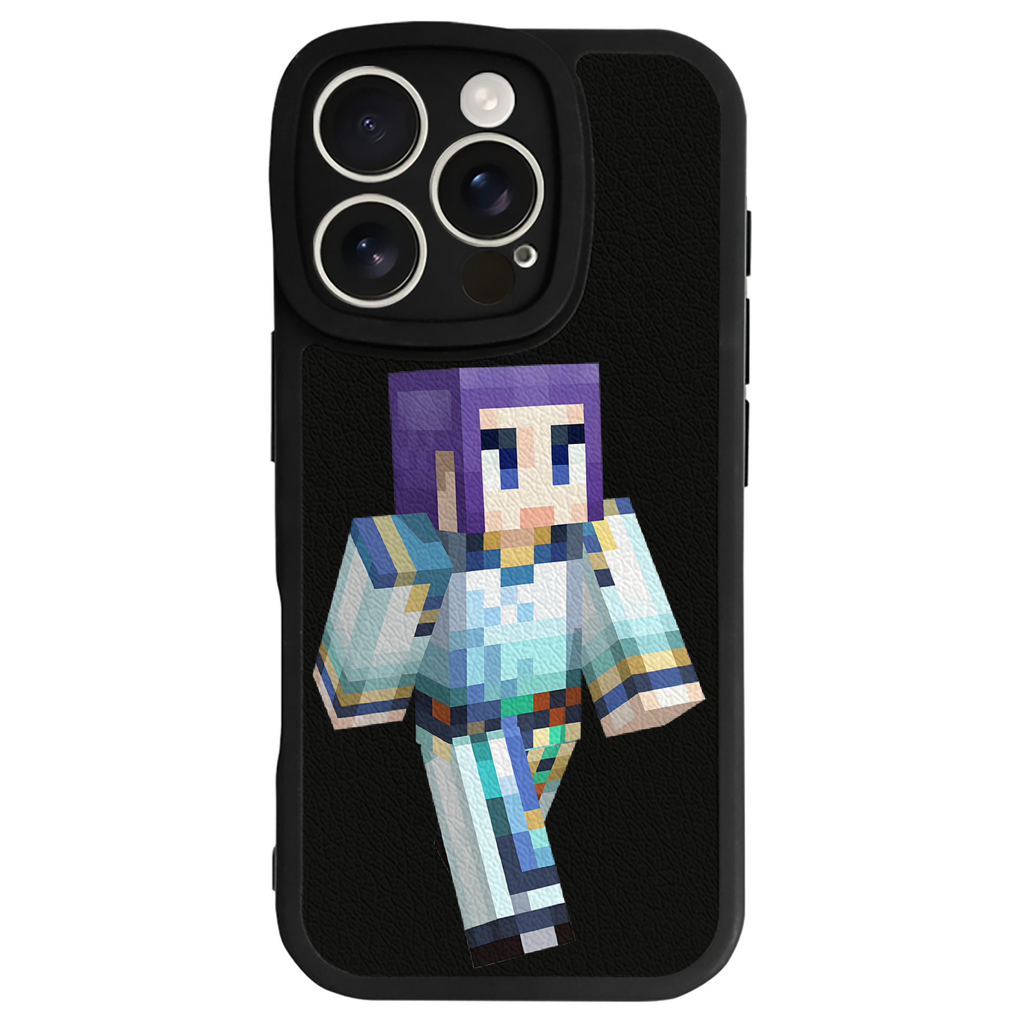 （画像用） マインクラフト ブロックの世界 Minecraft MC Block world 【iPhone 16シリーズ対応】シリコンスマホケース（レザー調） 材質：シリコン